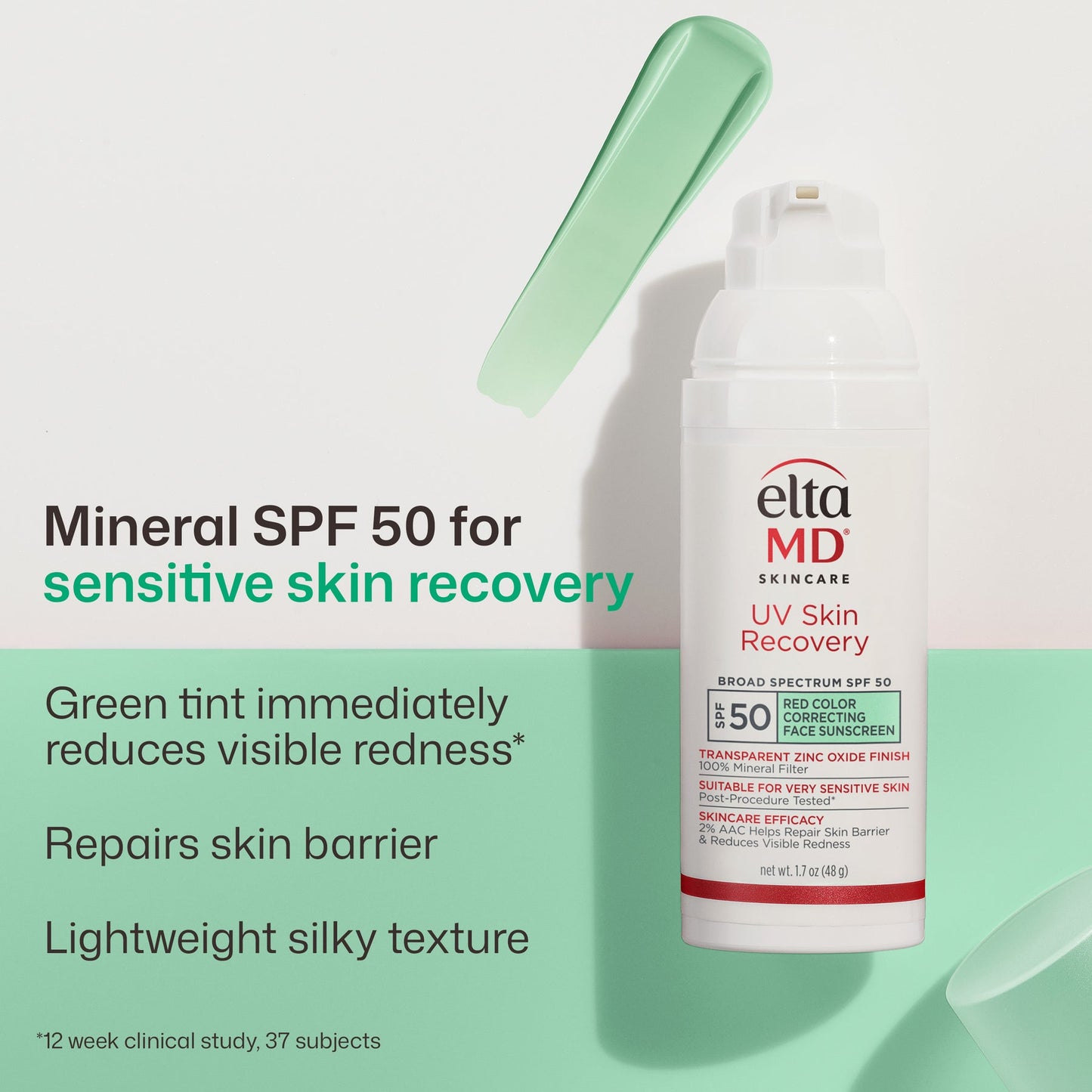 EltaMD UV Skin Recovery Face Sunscreen with Zinc Oxide, All Mineral, Safe for Sensitive Skin SPF 50