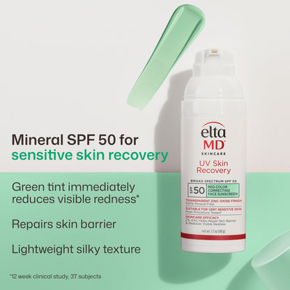 EltaMD UV Skin Recovery Face Sunscreen with Zinc Oxide, All Mineral, Safe for Sensitive Skin SPF 50